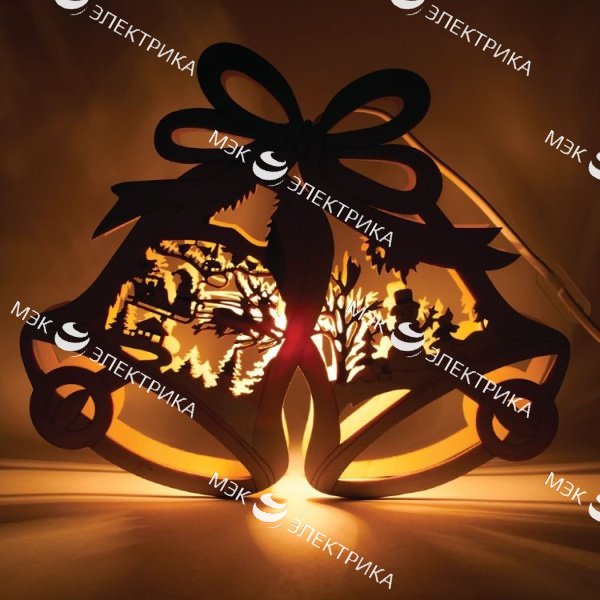 Деревянная световая фигура "Колокольчики со снеговиком", LT067