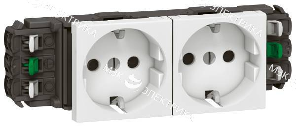 Розетка 2-м СП 4мод. Mosaic 16А IP40 2х2P+E с заземл. безвинтов. клеммы для кабель-канала DLP механи