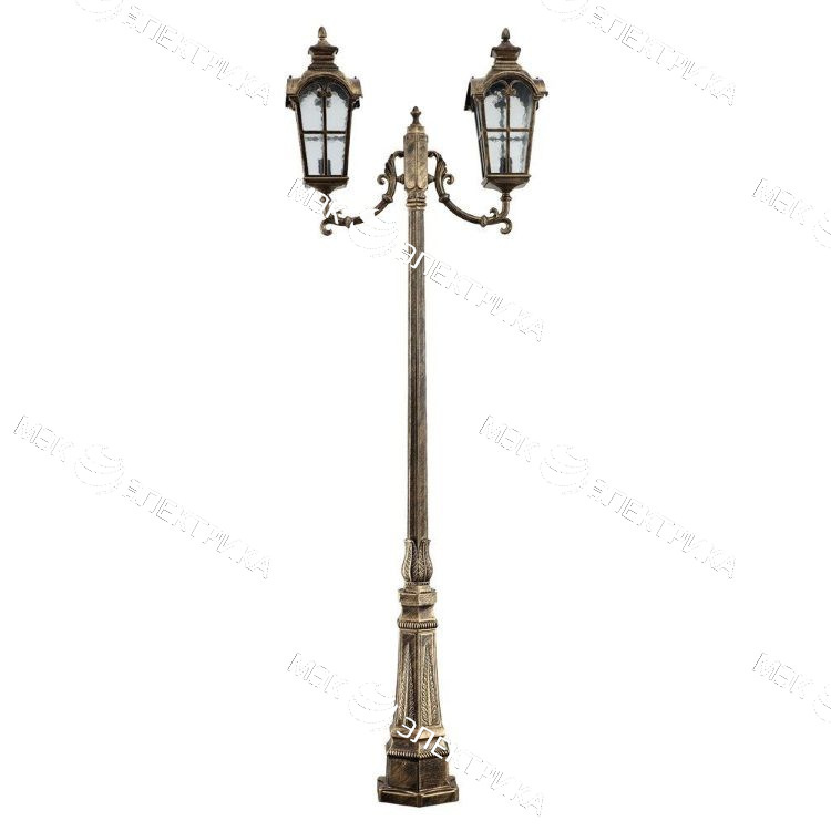 Светильник садово-парковый 100W 230V E27 2,3M черное золото, PL5109 "Замок" Feron