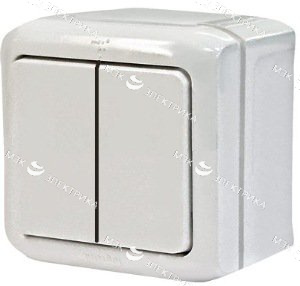 Переключатель проходной 2-кл. ОП Quteo 10А IP44 250В 10AX бел. Leg 782301