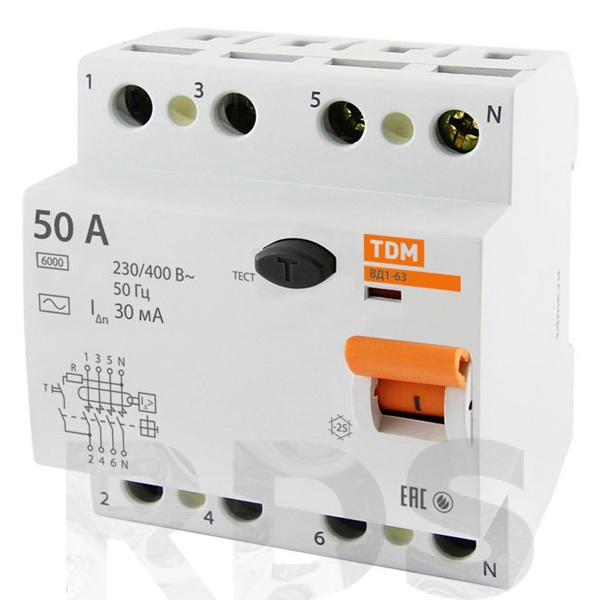 УЗО ВД1-63 4Р 50А 30мА TDM 