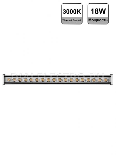 Светодиодный прожектор линейный ЛЮКС, 18W 3000К 18LED , 600*50*55mm, AC230V, IP65,LL-879