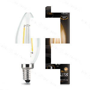 Лампа светодиодная Black 9.5Вт свеча на ветру 3000К тепл. бел. E14 890лм GAUSS 104101110