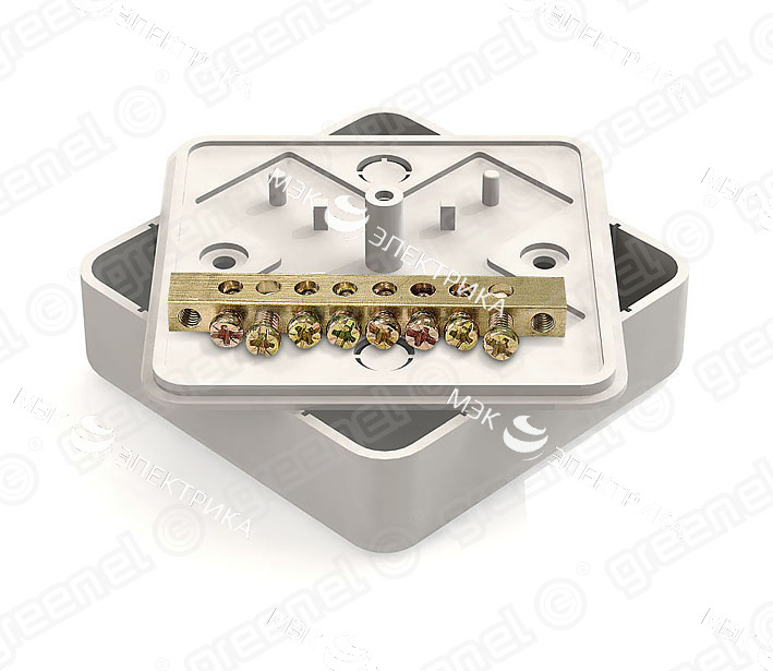 Коробка распаяч. 75х75х20 белая с общей шиной 6х9х8 (GE41214-01)