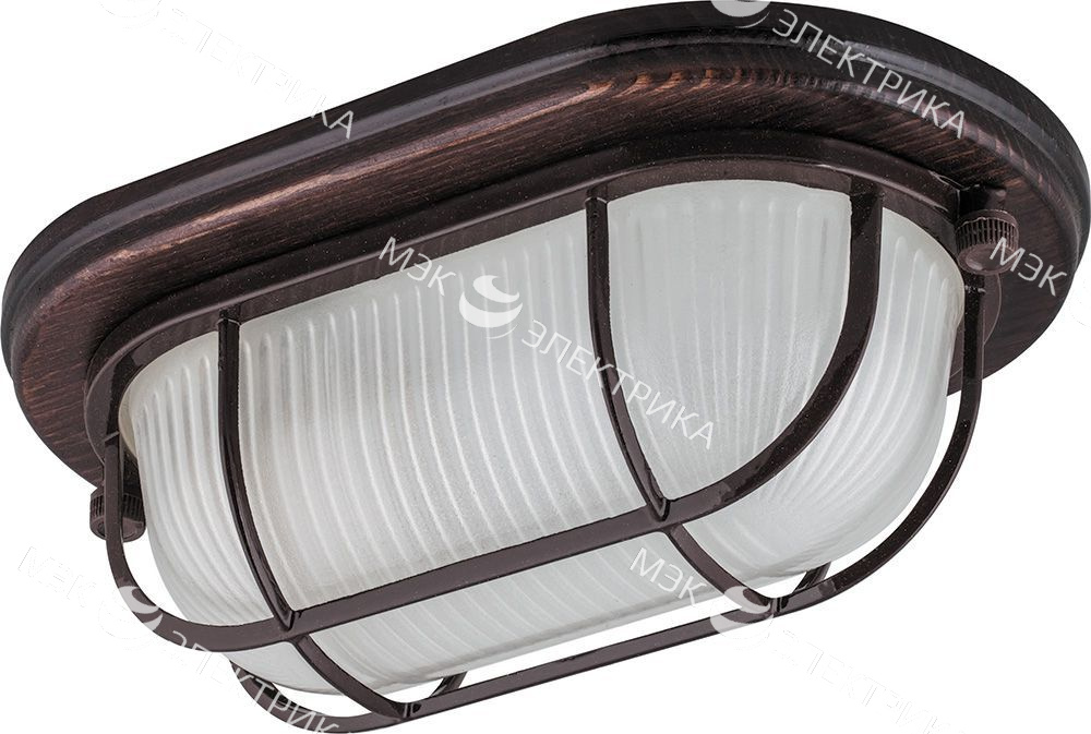 Светильник накладной IP54, 220V 60Вт Е27, дерево, орех, овал, с решеткой, НБО 04-60-022