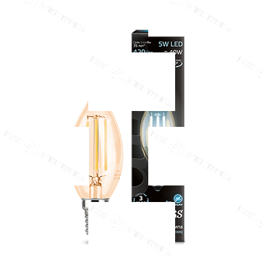 Лампа светодиодная филаментная Black Filament 5Вт свеча на ветру золотая 4100К нейтр. бел. E14 420лм
