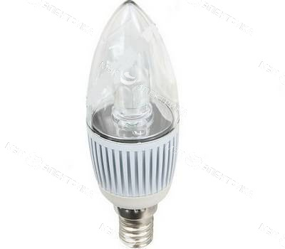 Лампа светодиодная E14- 3W-3500K (свеча прозрачная) FlexLED
