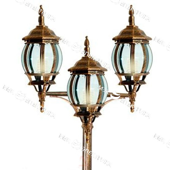 Светильник садово-парковый 3*100W 230V E27 черное золото,8115 "Классика" Feron