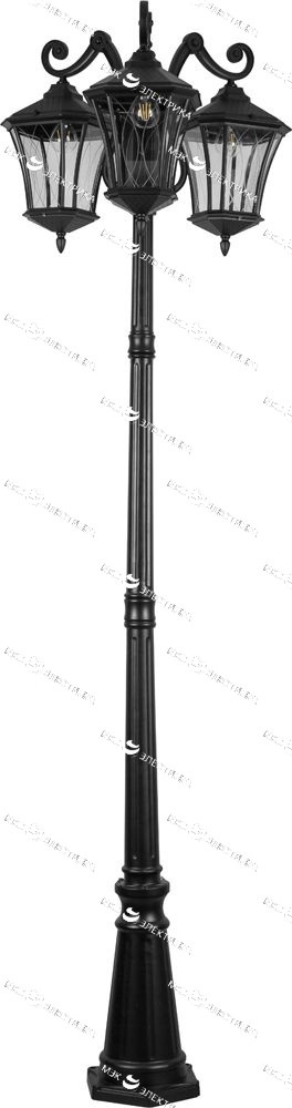 Светильник садово-парковый 3*60W 230V E27 черное золото, PL4039 "Лондон" Feron
