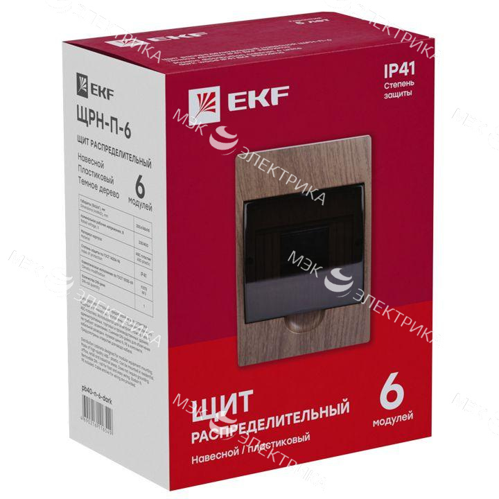 Щит ЩРН-П-6 IP41 темное дерево PROxima EKF pb40-n-6-dark