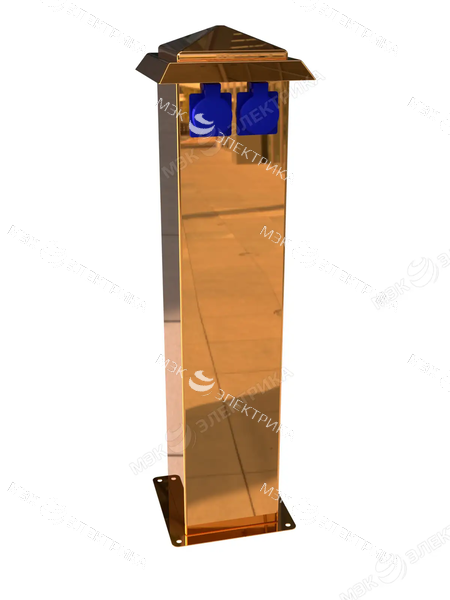 Стойка уличная с розетками из нержавеющей стали с дверцей и 4 розетками IP54 медь