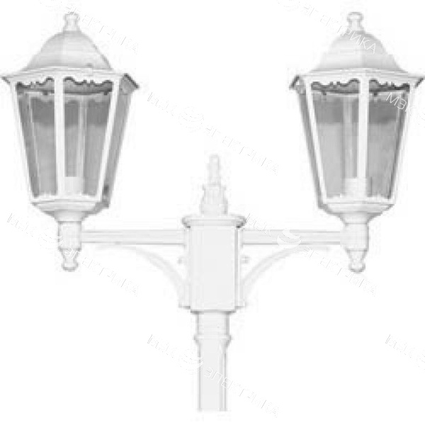 Светильник садово-парковый, 2*100W 230V E27 белый, 6214/PL6214