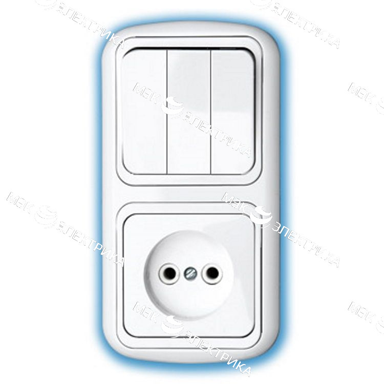 Блок 3 выключателя и 1 розетка 3В-РЦ-689