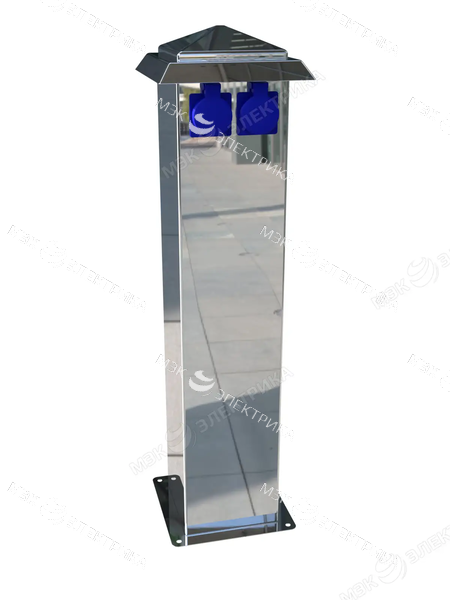 Стойка уличная с розетками из нержавеющей стали с дверцей и 4 розетками IP54