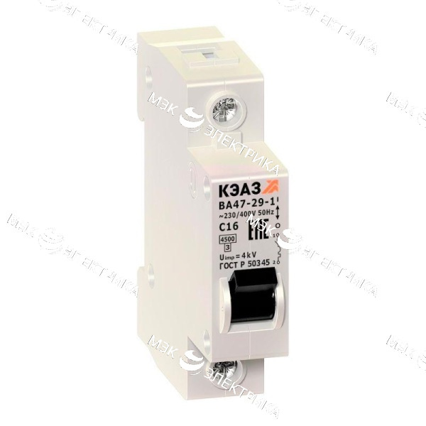 Выключатель автоматический модульный 1п C 6А 4.5кА ВА47-29-1C6-УХЛ3 КЭАЗ 141485