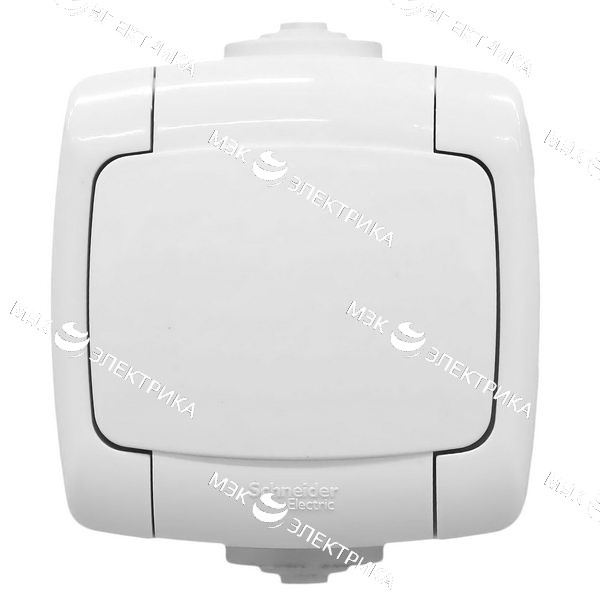 Розетка 1-м СП Рондо 16А IP44 250В с заземл. защ. шторки с крышкой бел. SchE RS16-126B-BI