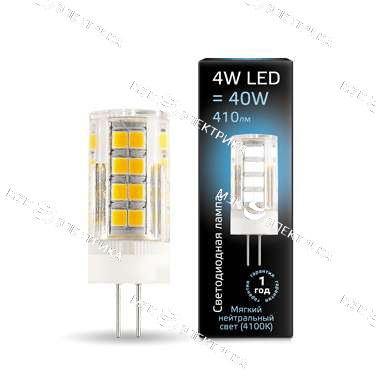 Лампа светодиодная G4-4W-4100K AC185-265V Gauss LED керамика