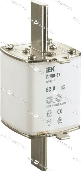 Вставка плавкая ППНИ-37 63А габарит 2 IEK DPP40-063