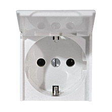 Розетка 1-м СП 2мод. Mosaic 16А IP41 антибактер. 2P+E с заземл. с крышкой безвинтов. клеммы механизм