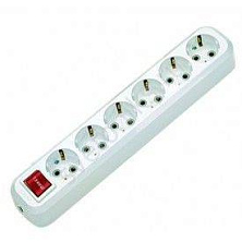 Колодка 6 гнезд c\з с выключателем(T)