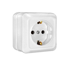 Евро.розетка 1м. о/п с/з белый "Олимп"