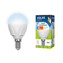 Лампа светодиодная E14- 6W-белый-G45 Серия Simple Volpe (шар)
